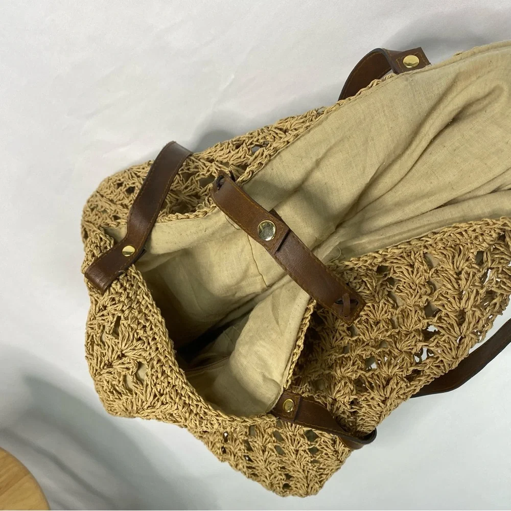 Vintage St.‎ John Bay Paper Straw Beach Tote Bag Shoulder Bag Boho Bohemian